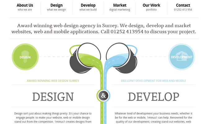 1minus1 agency homepage symmetrical site