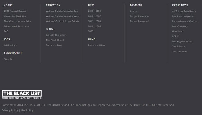 the black list symmetrical footer