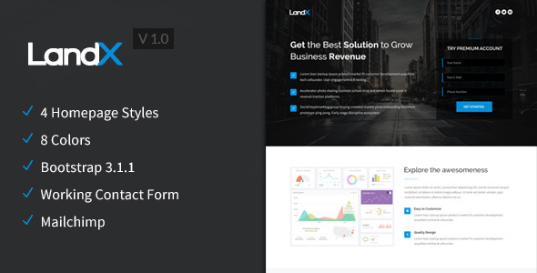 LandX - Multipurpose Bootstrap 3 Landing Page