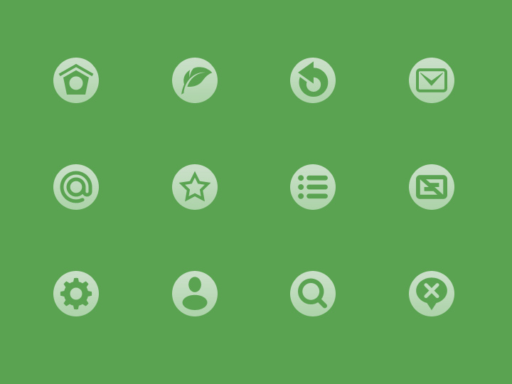 circular mini green icons iconset