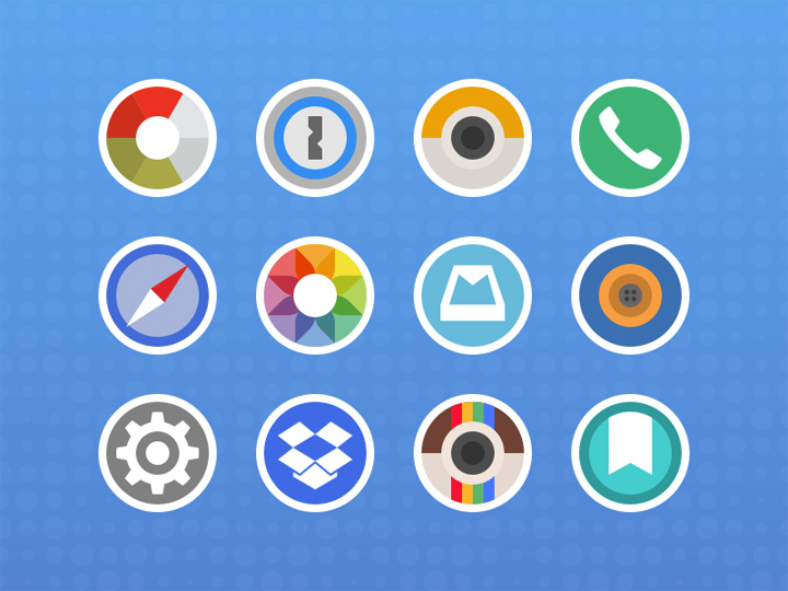 rounded sticker icons flat colorful
