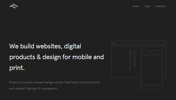 finely co black white simple website design