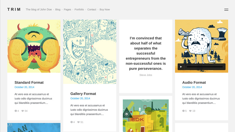 Trim is a notably sleek and tidy WordPress blog and portfolio theme built using grid.
