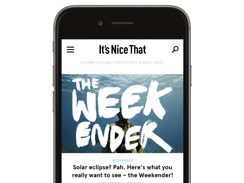It's Nice That combines beautiful visuals and elegant typography to build a pleasant mobile reading experience.