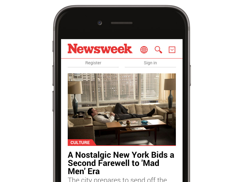 Newsweek is a great example of heavy content website that looks organised and lightweight on mobile device.
