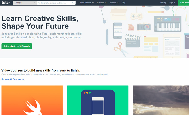 tutsplus 2015 homepage design