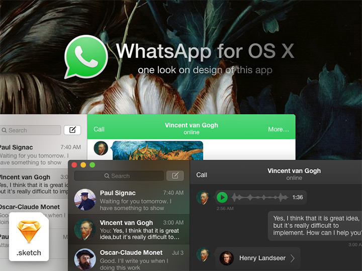 WhatsApp OSX concept – Sketch