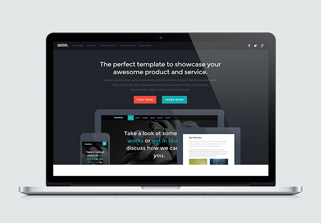 Woo – Landing page HTML template