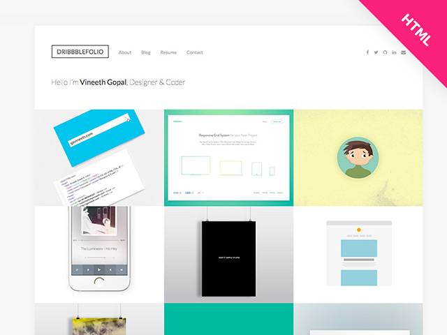 DribbbleFolio – HTML template