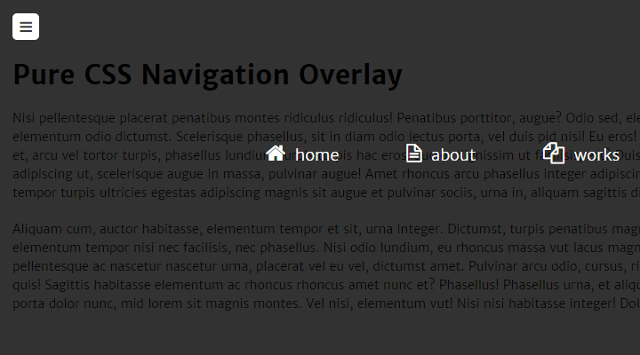 dark overlay navigation interface