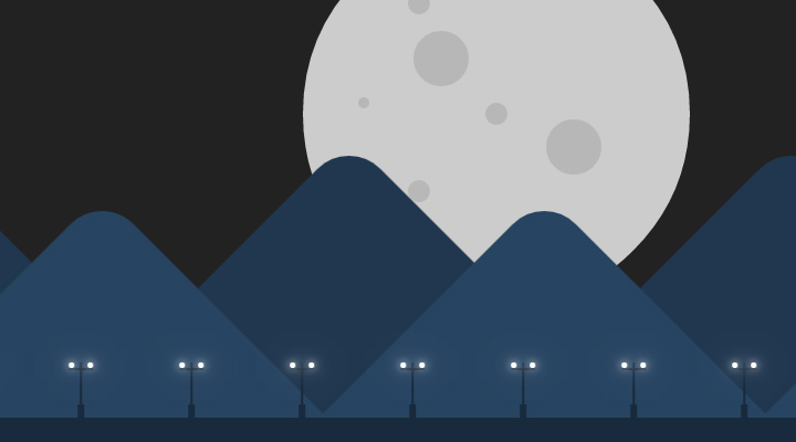 moon sky streetlights parallax animated effect