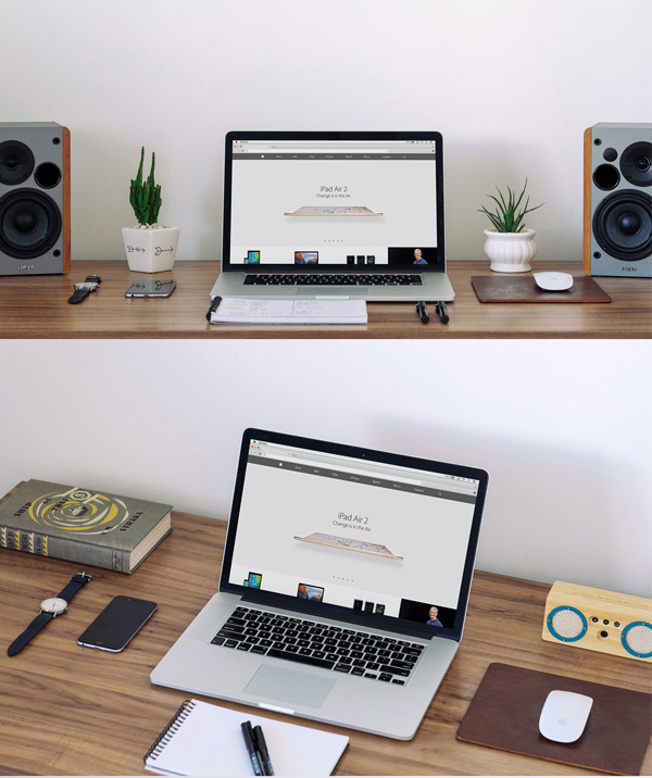 Free Macbook Workspace Mockup by Bruno Marinho