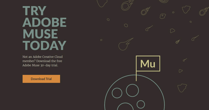 adobe muse application website landing page