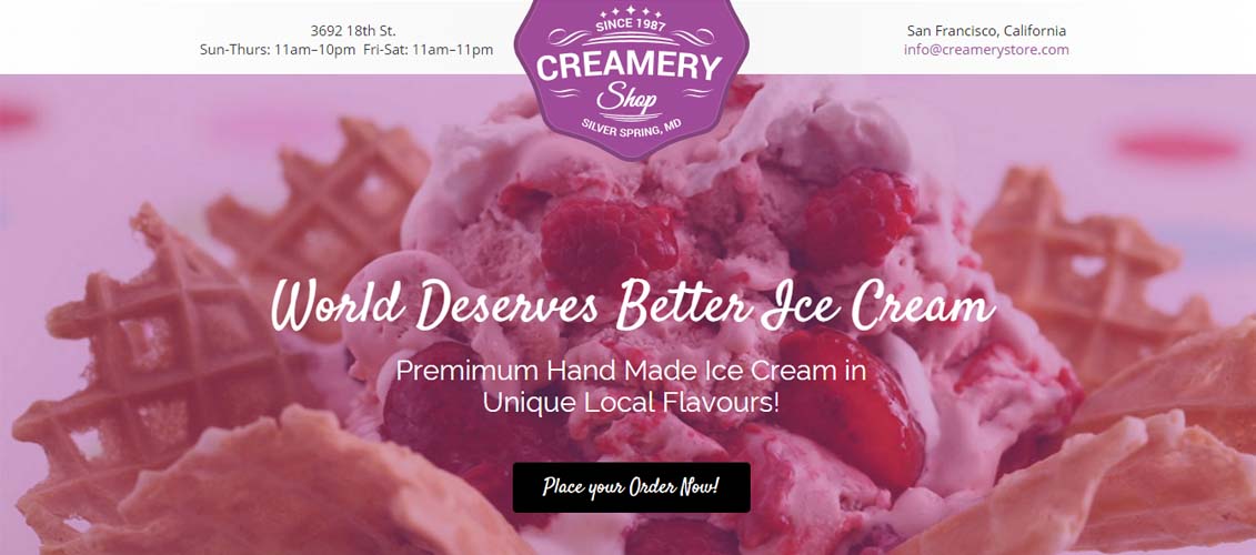 Creamery Shop - Unbounce Landing Page