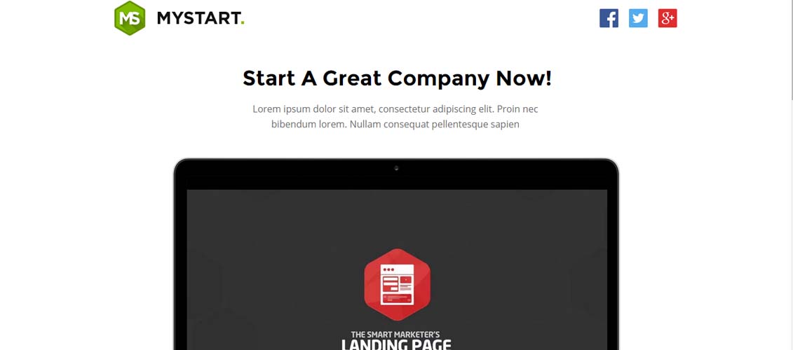 MyStart - Startup Unbounce Landing Page Template
