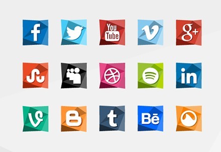 15 Polygon Social Icons PSD+PNG