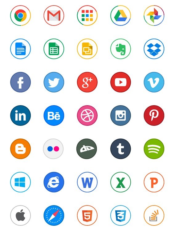 65 Circle Application Icons