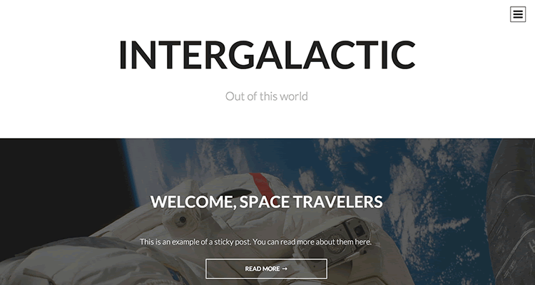 Intergalactic single-column theme distraction-free environment reading content