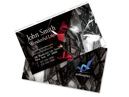 Black-crystals-business-card-design,-two-sided-template