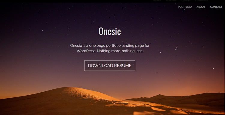 Landing page new free responsive WordPress themes Onesie