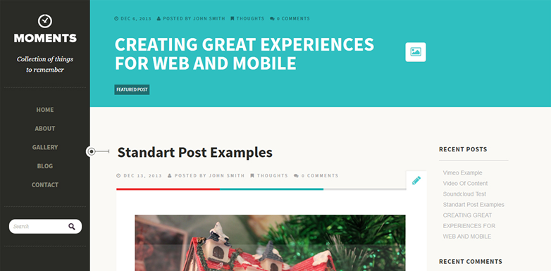 Moments, a clean blogging theme with bold typography