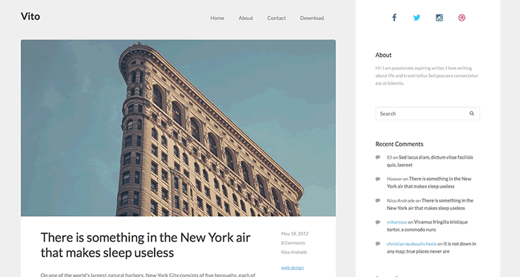 Vito clean spacious theme bloggers