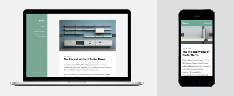 Rams, a clean and minimalist theme with plenty of style for bloggers