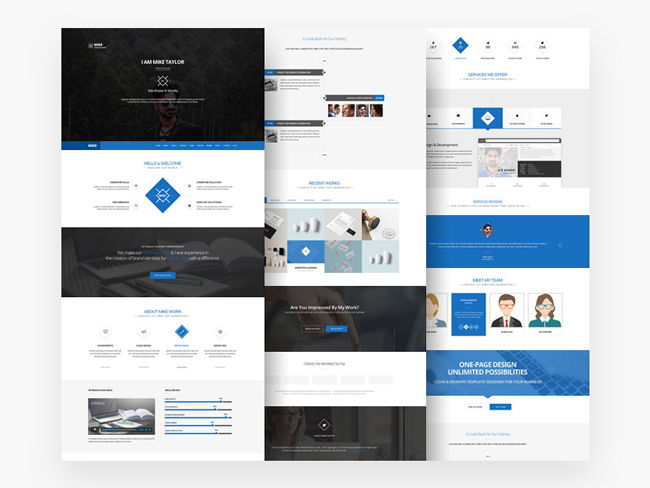 Download Free Download : Clean One Page Website Template (PSD) - iDevie