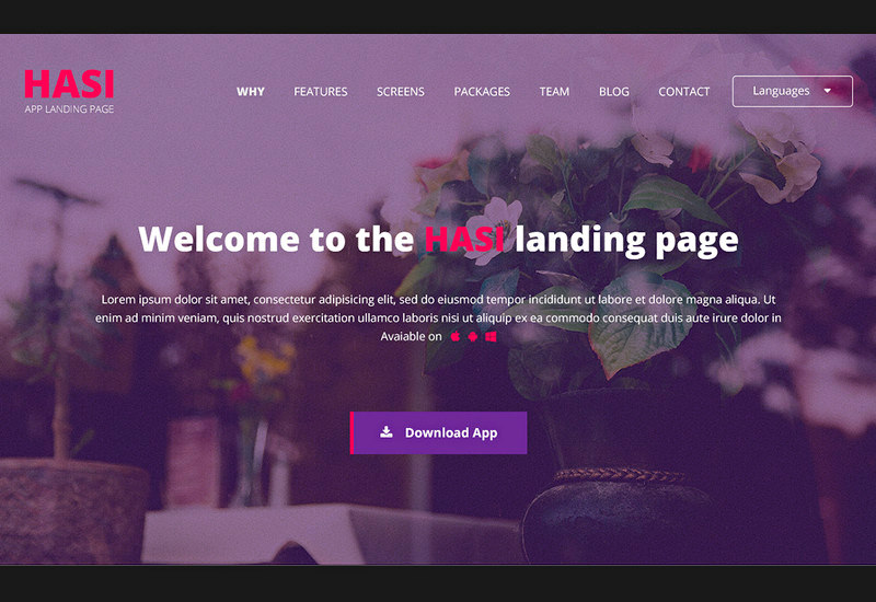 Hasi: Flat Landing Page PSD Bootstrap Template