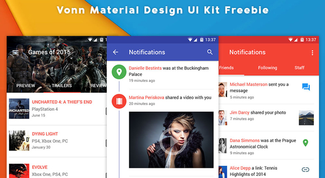 Vonn Material Design UI Kit Freebie