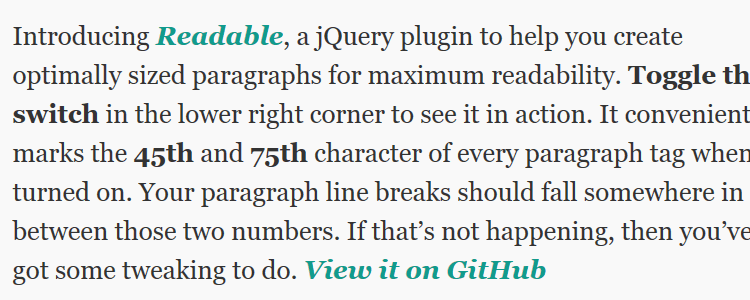 Readable jQuery plugin readable paragraphs