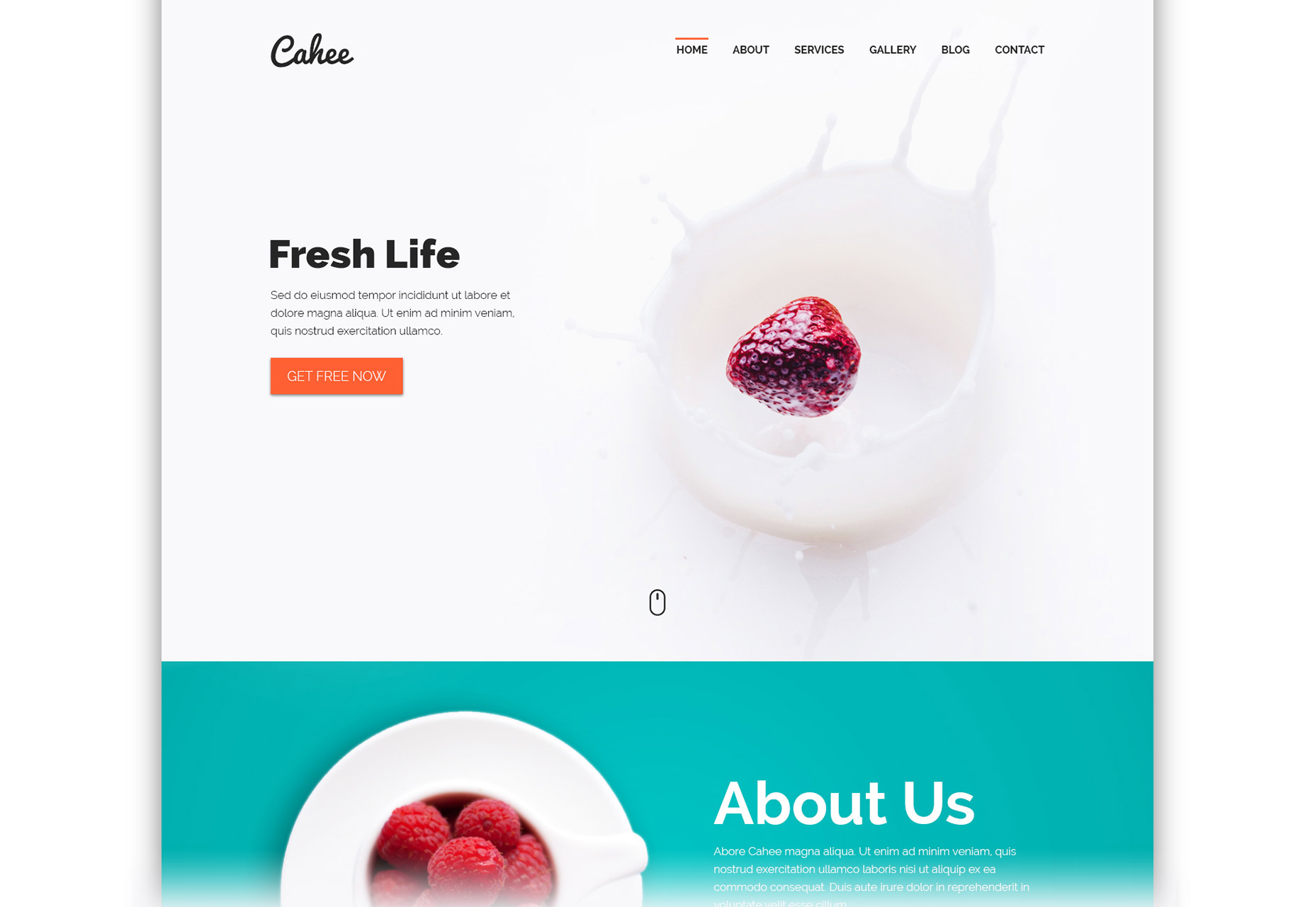 Cahee: Flat Screen-size Container Web PSD Template