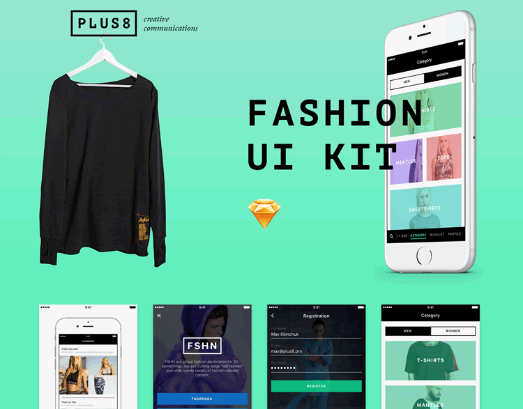 Mobile Fashion & eCommerce UI Kit 20 Screens Sketch Format Max Klimchuk