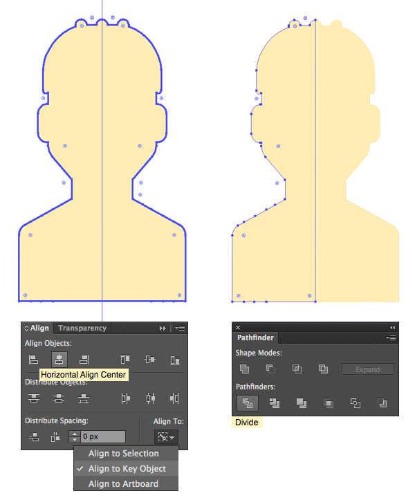 divide the shapes in the pathfinder