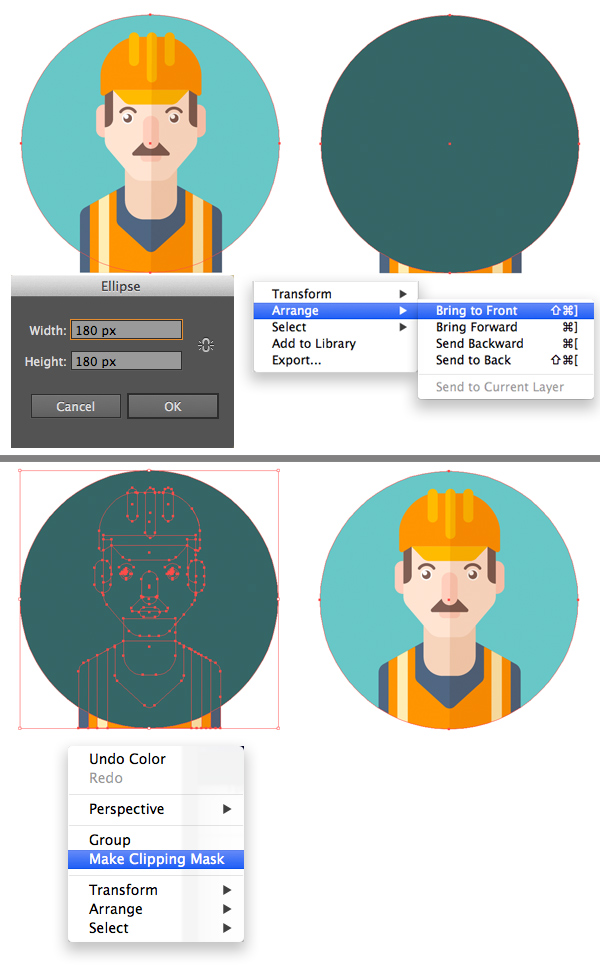 make a circle icon base and clipping mask