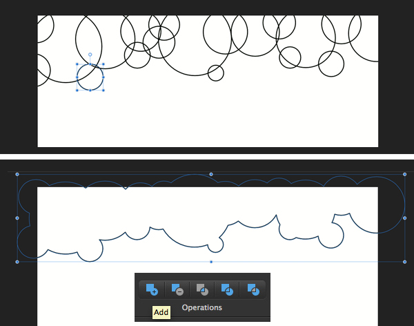 merge the circles with the add operation