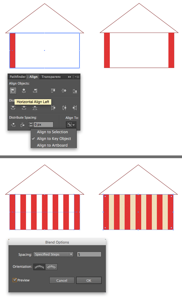 add stripes with blend tool
