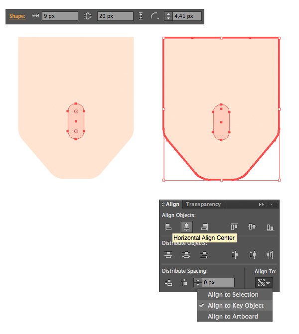 make a rounded nose and align it