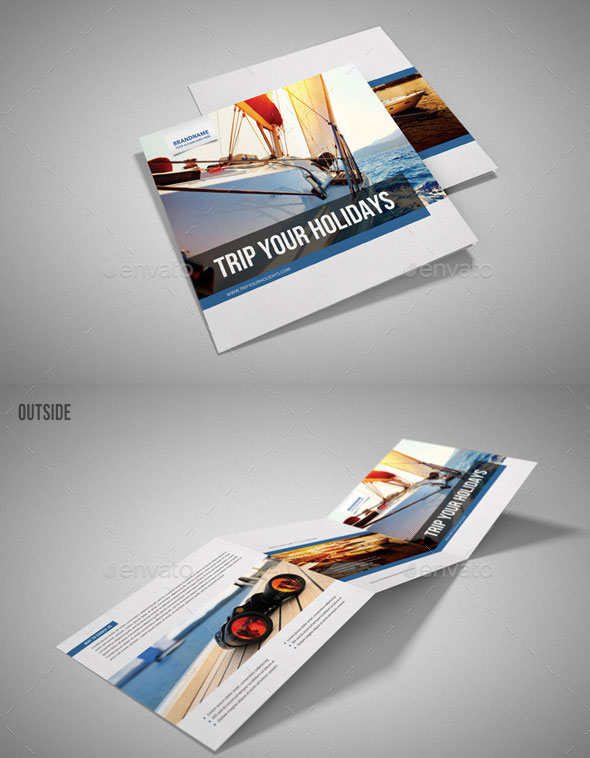  Yacht Boat Sailing Square 3-Fold Brochure 01 