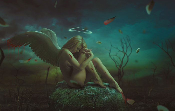 Photo Manipulate a Dark, Emotional Fallen Angel Scene