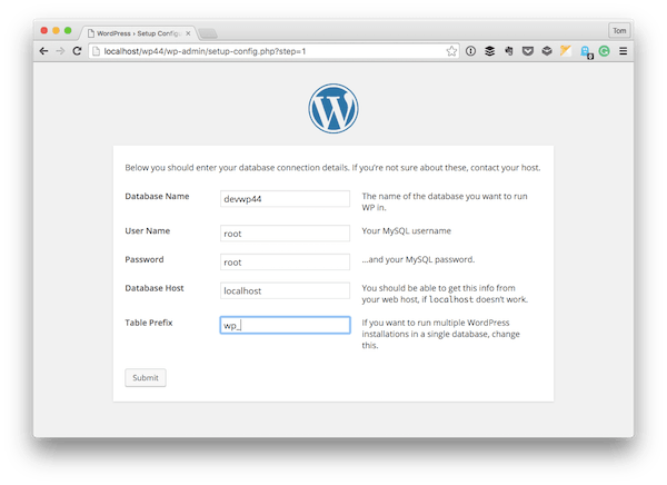 The WordPress Configuration Settings