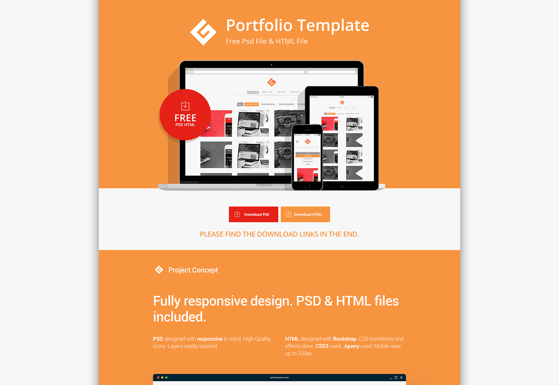 Flat Portfolio PSD & HTML Template