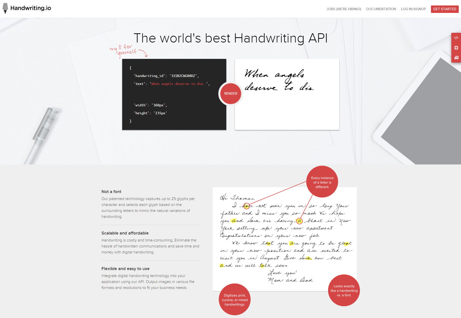 Handwriting.io: Realistic Looking Handwriting API