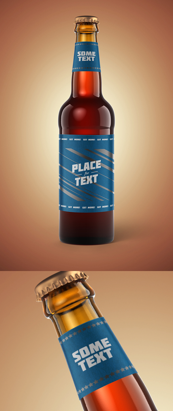 Classic Beer Bottle PSD Mockup