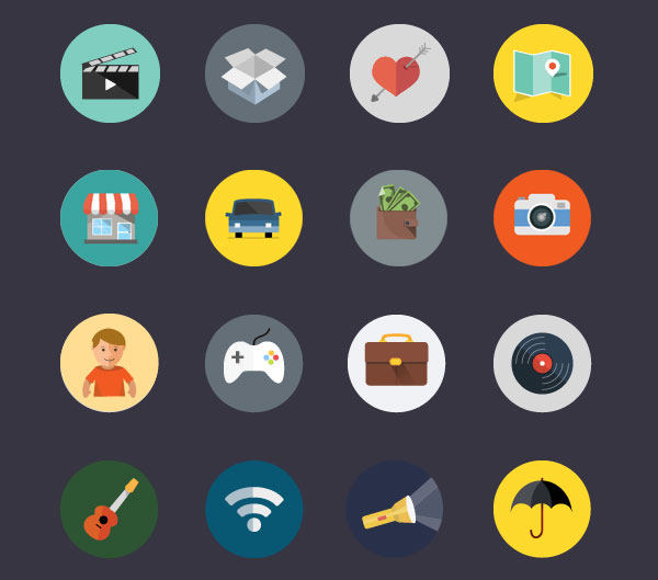 Colorful Flat Icon Set