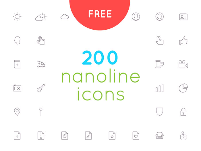 200 nanoline icon set