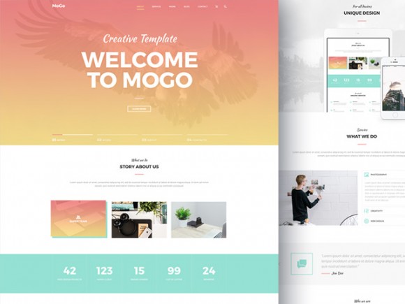 MoGo: Free one page PSD template