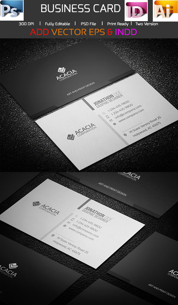 Acacia Business Card Template in INDD PSD and AI Formats