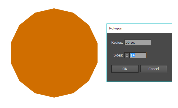 Draw a 14 sided polygon with the polygon tool