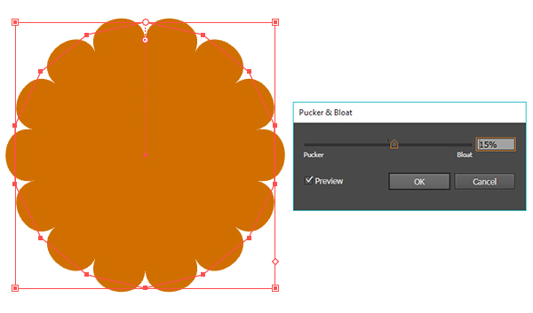 Transform the polygon into a softened flower shape to form a tart